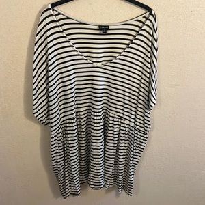 Torrid White and Black Striped Tee